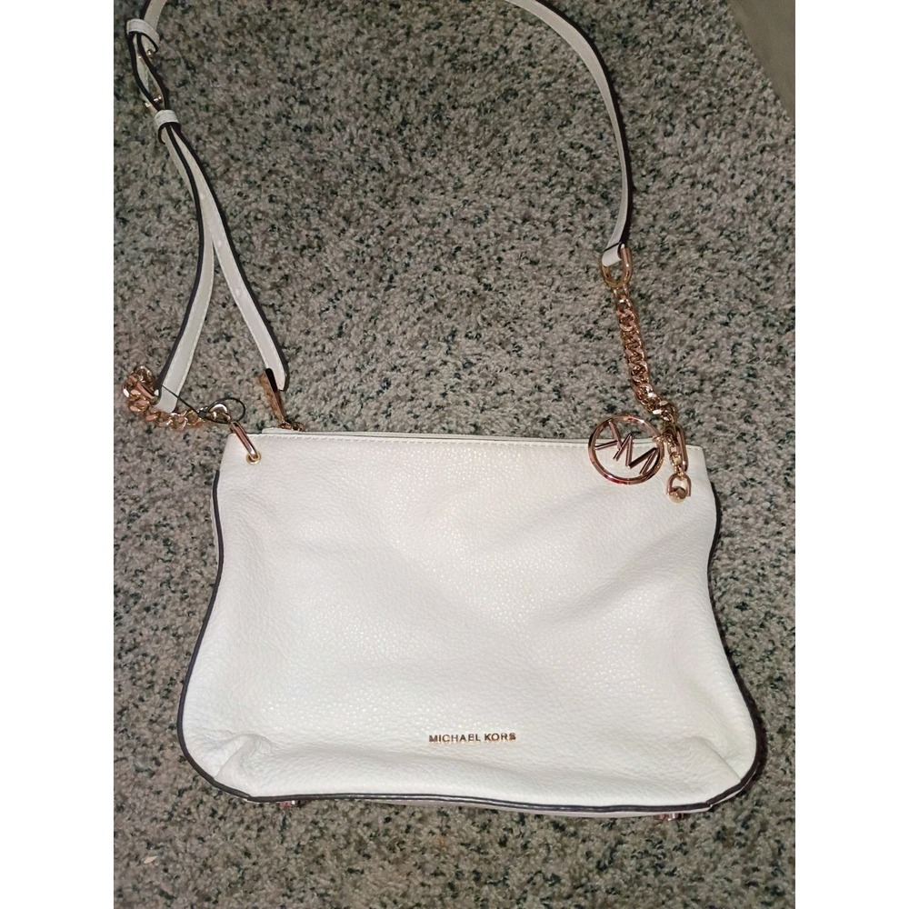 Michael Kors Large Leather Gold Chain Hobo Shoulderβ Bag, Optic White
